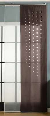 Produktbild von 2er-Pack Schiebegardine Flächenvorhang, Toledo Braun , 245x60 cm (HxB)  Lasercut Wildseide Optik Voile inkl. Paneelwagen und Beschwerungsstangen, 1656100