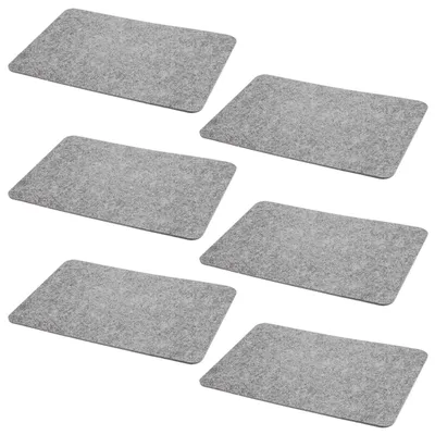 Produktbild von 6er Set Platzmatte Filz 44 x 30 cm Hellgrau  Tischsets Untersetzer Rechteckig Tischmatten Platzsets Filzuntersetzer