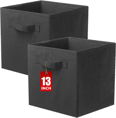 Produktbild von Stoffaufbewahrungsboxen, 2 Stück, faltbare Aufbewahrungswürfel, würfelförmige Aufbewahrungsboxen, 33 x 33 x 33 cm