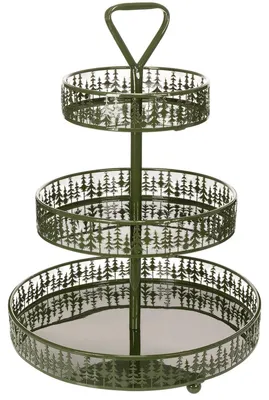 Produktbild von Etagere aus Metall mit Tannendekor für festliche Dekoration
