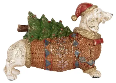 Immagine prodotto di Clayre & Eef, statuina decorativa a forma di cane, 21x6x14 cm, colore bianco, materiale: plastica