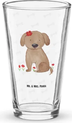 Produktbild von Mr. & Mrs. Panda Glas Hund Dame - Transparent - Geschenk, Vierbeiner, Cocktailglas, Wasserglas, Hundeliebe, Hunde, Sprüche, Liebe, Pintglas, Tumbler, Liebenswert