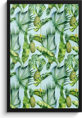 Produktbild von MuchoWow® MuchoWow® Gerahmtes Poster Blätter - Ananas - Vintage 40x60 cm - Poster mit zchwarzem Bilderrahmen - Papierdruck - Wandbilder