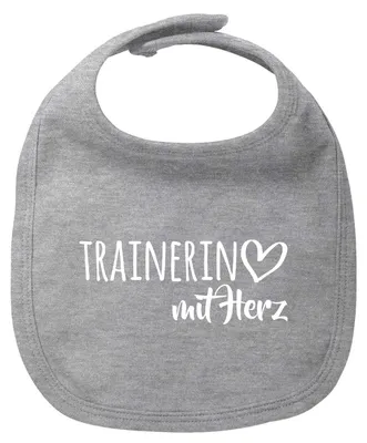 Produktbild von Huuraa Baby Lätzchen Trainerin mit Herz Heather Grey Klettverschluss  Baumwolle Latz Geschenkidee
