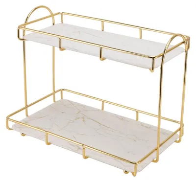 Image de Solidchoice - Étagère de salle de bain - Organisateur de cosmétiques à 2 niveaux, en métal