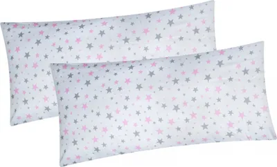 Produktbild von 2er Set Kissenbezug in 40x80 cm Renforcé 100% Baumwolle - Sterne - Kopfkissen-Bezug, Kissenhülle, Dekokissenbezug, Kinder (640/2-40x80)