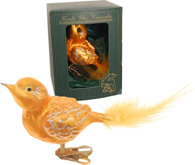 Produktbild von Krebs Glas Lauscha  Christbaumschmuck Spatz in Eisgold - Größe ca. 7cm