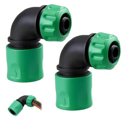 Produktbild von Gartenschlauchverbinder Schlauchkupplung Schnellkupplung - 90 Grad - 1/2 Zoll - 2 Stück - Für Garten und Terrasse