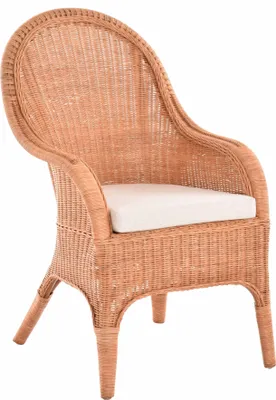 Produktbild von KRINES HOME Bequemer Rattansessel mit hoher Rückenlehne Rattan Rattanstuhl Lounge mit Breiten Armlehnen (Terracotta, mit Polster)