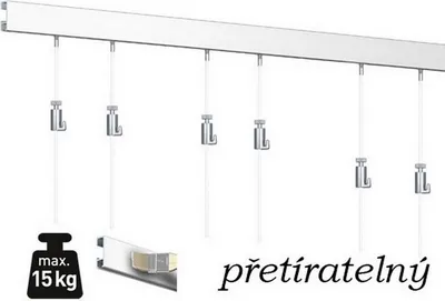 Produktbild von Závěsný systém na obrazy - SET Click Rail bílá přetíratelná 3m (6x perlon 6x AG