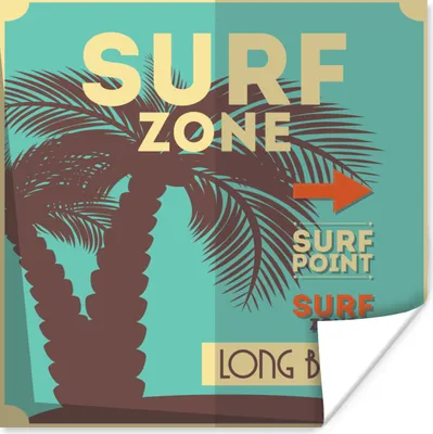 Produktbild von MuchoWow® Poster Surfzone Illustration mit türkisem Hintergrund 100x100 cm - Babyzimmer