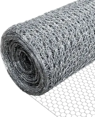 Produktbild von VOUNOT® Drahtzaun Sechskantgeflecht, Maschendrahtzaun, 1x25m, Maschenweite 25mm, Verzinkt Silber