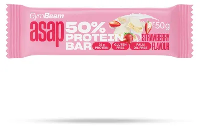 Produktbild von GymBeam - ASAP 50% Proteinriegel, 50 g, Erdbeere