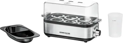 Produktbild von Eierkocher ER 600, Edelstahl, für 1-6 Eier, elektronischer Kochzeitüberwachung, Signalton, Überhitzungs- und Trockengehschutz,LED-Kontrolllampe, Pochiereinsatz, Kabelaufwicklung, Messbecher mit Eipick, 400 Watt