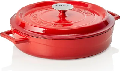 Produktbild von LAVA Kochtopf mit Deckel aus emailliertem Gusseisen Rot mit 3,5 Liter