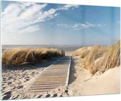 Produktbild von Bilder auf glas - Strand Meer Fußgängerbrücke Ufer - 100x70cm - Glasbilder - Wandbilder - Kunstdruck - zum Aufhängen bereit - Wanddekoration aus Glas - Glas Bilder - Wandbild auf Glas - GAA100x70-2657