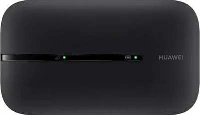A black Huawei mobile WiFi router.