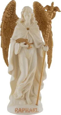 Produktbild von Miniatur weiß-gold Erzengel Raphael Erzengel der Heilung Schutzpatron der Kranken und Apotheker