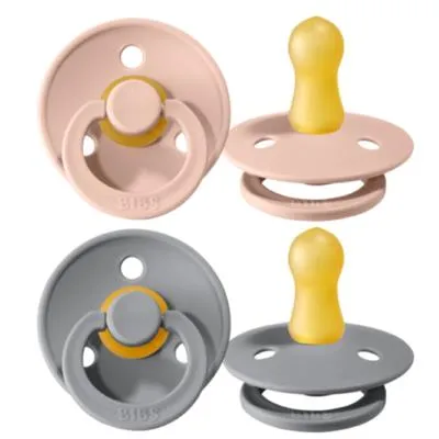 Produktbild von BIBS Colour Schnuller 2er-Pack, BPA-frei, Kirschform Nippel. Naturkautschuk / Latex, Hergestellt in Dänemark. Größe 2 (6-18 Monate), Cloud / Blush