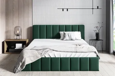 Produktbild von BETTSO Doppelbett Polsterbett Bett mit Kopfstütze und Bettkasten NINA 180 x 200 cm Grün Dunkelgrün