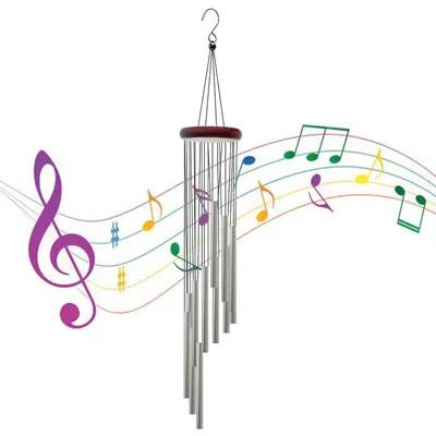 Immagine prodotto di Campanello a vento in metallo con tubi in alluminio, ideale per giardino o balcone, colore rosso-marrone, altezza 59 cm