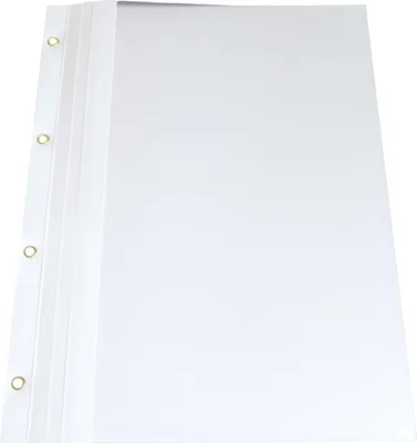 Produktbild von Bilanzmappe weiß, 100er Pack, 4 fach geöst, Schnellheftermechanik, Ösenfarbe gold, mit satinierter Folie