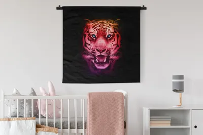 Produktbild von MuchoWow® Wandteppich Wandbehang Tiger - Farben - Tiere 90x90 cm Tapisserie Dekoration Wandtuch - Wandaufhänger