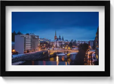 Produktbild von Panorama Pilsen Tschechische Republik– Wandbild mit Rahmen – Gerahmtes Bild  – Wanddekoration – 30x20 cm –  Schwarz Rahmen
