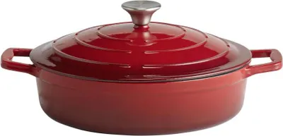 Produktbild von APS 88304 Bräter mit Deckel 5 STARS, Gusseisen, induktionsgeeignet, ofenfest, inkl. Deckelhalter, Ø 28 cm, 3 Liter, rot