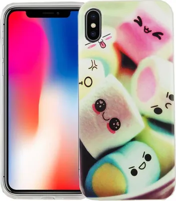 Produktbild von Handy Hülle für Apple iPhone X Cover Case Schutz Tasche Motiv Slim Silikon TPU Schriftzug Marshmallows