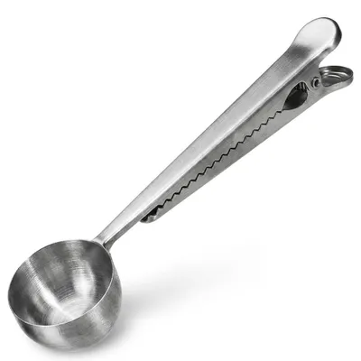 Produktbild von Excellent Houseware | Kaffeelöffel mit Klemme - 18 cm - Edelstahl Messlöffel - Silber