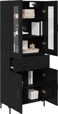 Image de vidaXL Highboard 2 pcs Noir imitation chêne Matériau dérivé du bois