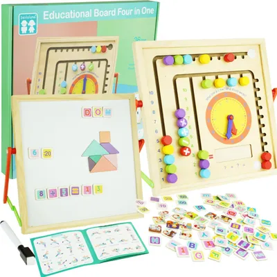 Zdjęcie produktu dla Edukacyjna Sensoryczna Tablica Magnetyczna Kreatywna Zegar Tangram Karty