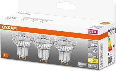 Obrázek produktu pro 3x žárovka LED GU10 4,3W = 50W 350lm 2700K Warm 36° OSRAM STAR
