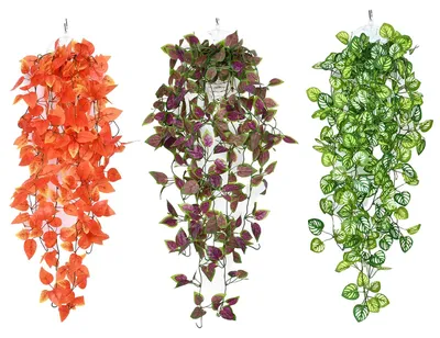 Image de 3 plantes suspendues artificielles, 100 cm de lierre artificiel, plantes vertes, plantes de balcon, plantes en plastique pour la décoration des jardins intérieurs et extérieurs (C)