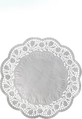Obrázok produktu pre Ozdobná čipka okrúhla biela, priemer 10 cm - 500 ks