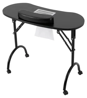 Image de Table de manucure, construction durable, design portable, couleur noire