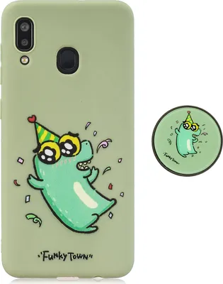 Produktbild von Für Samsung A30 A20 TPU Full Cover Cartoon Muster Solid Color Protective Handyhülle mit verstellbarer Halterung 2