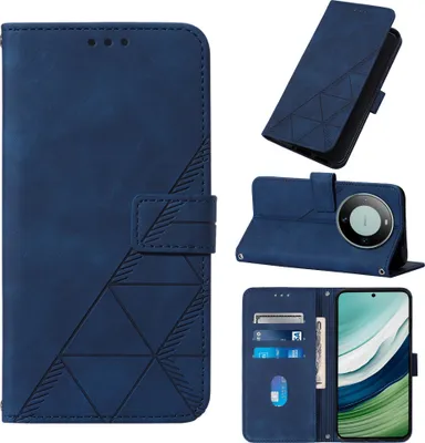 Produktbild von Hülle für Huawei Mate 60 Prägung Flip Leder Kartenfächer Schutzhülle mit Ständer Blau