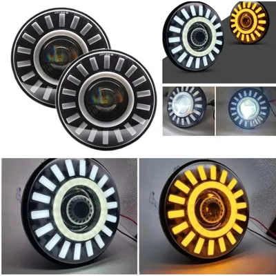 Productafbeelding van Set van 2 universele LED-halogeenkoplampen, 7 inch (18 cm), 12V-24V, met dimlicht/grootlicht en geïntegreerd dagrijverlichting (DRL)