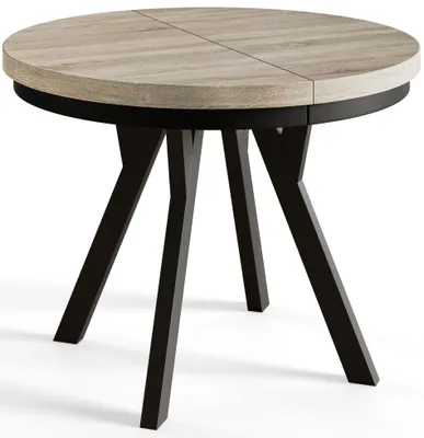 Produktbild von Esstisch Rund Evo, Moderner Esstich Ausziehbar, Tisch mit Solide Beine, Stabile Konstruktion, Durchmesser: 80 cm-130 cm, Sonoma