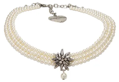 Produktbild von Alpenflüstern Trachten-Perlen-Kropfkette Strass-Edelweiß - nostalgische Trachten