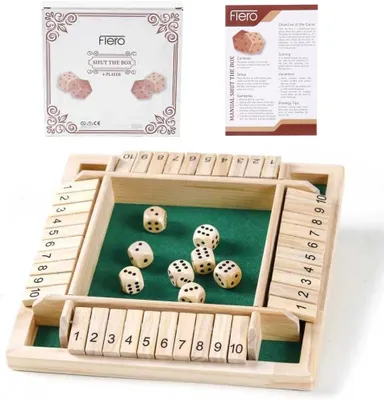 Produktbild von Shut The Box 4 Spieler, Gruenes Brettspiel, Lernspielzeug, 8 Wuerfel, fuer Gesellige Abende