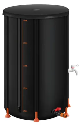 Produktbild von Regentonne faltbar, 250 L tragbares Regenfass, Regenwassertank, 500D PVC-Regenwassersammelsystem, Wassertank