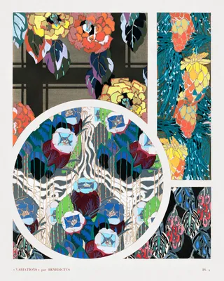 Zdjęcie produktu dla Plakat 40x50cm Kwiaty Art Deco v.2, Bénédictus Vintage do Salonu