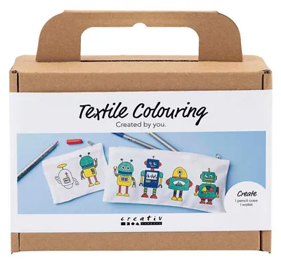 Produktbild von Creativ Company Mini-Hobbyset Textildekoration, Roboter, Grundfarben, 1 Box