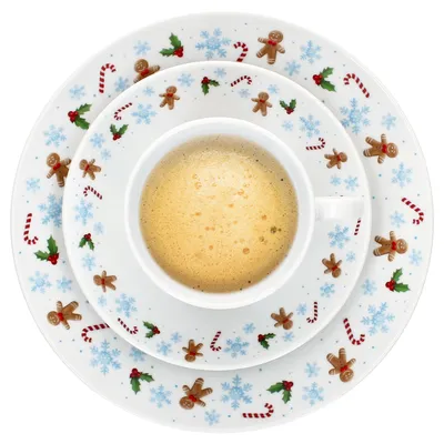Produktbild von 18tlg Kaffeeservice Candyman Porzellan 6 Pers. Tassen Untertassen Teller eisblau