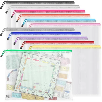 Obrázok produktu pre Dokumentové vrecká formátu A3, sieťovina, 12 kusov, viacfarebné, so zipsom, rozmer 43 x 31,5 cm