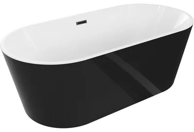 Obrázek produktu pro Mexen Luna volně stojící vana 140 x 75 cm, bílá/černá, černý přepad - 52031407575-70