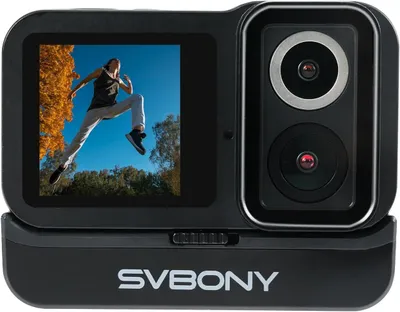 Produktbild von SVBONY ACT50 Action-Kamera 4k 30fps, Unterwasser 30M, Sportkameras Dual-IPS-Bildschirm, F2.0/F1.4 Doppelobjektiv, EIS Anti-Shake für Sport, Tauchen